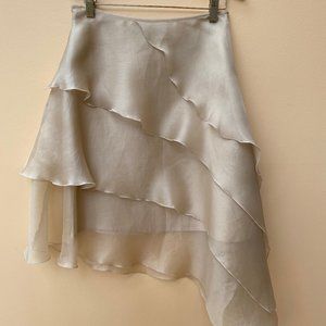 Asymmetric Tiered Gold Shimmery Organza Skirt